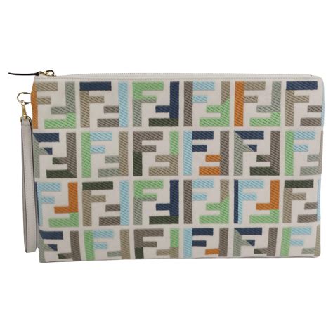 size of large fendi flat clutch|Large Flat FF Pouch Fabric Multicolour .